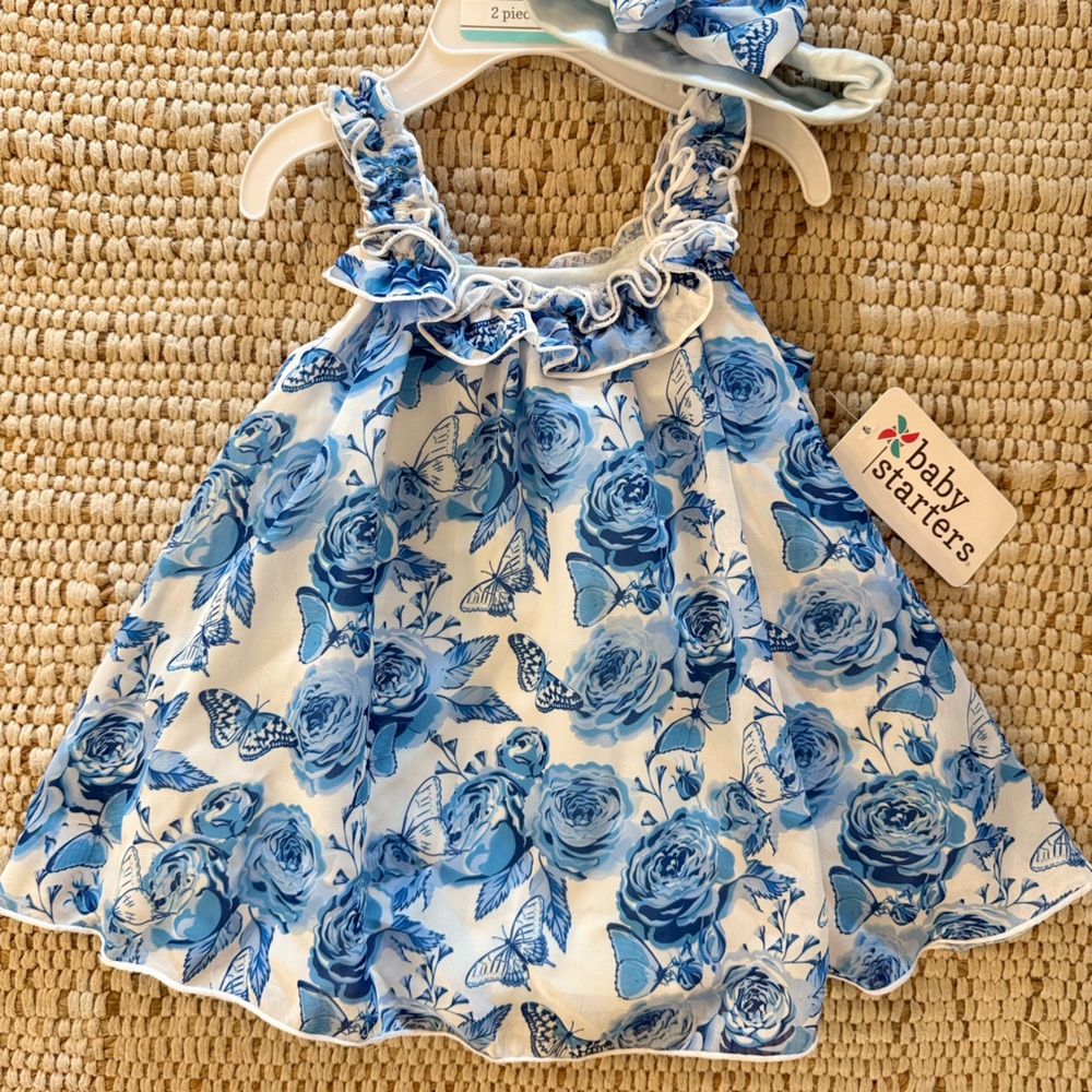 Baby girl butterfly dress and headband